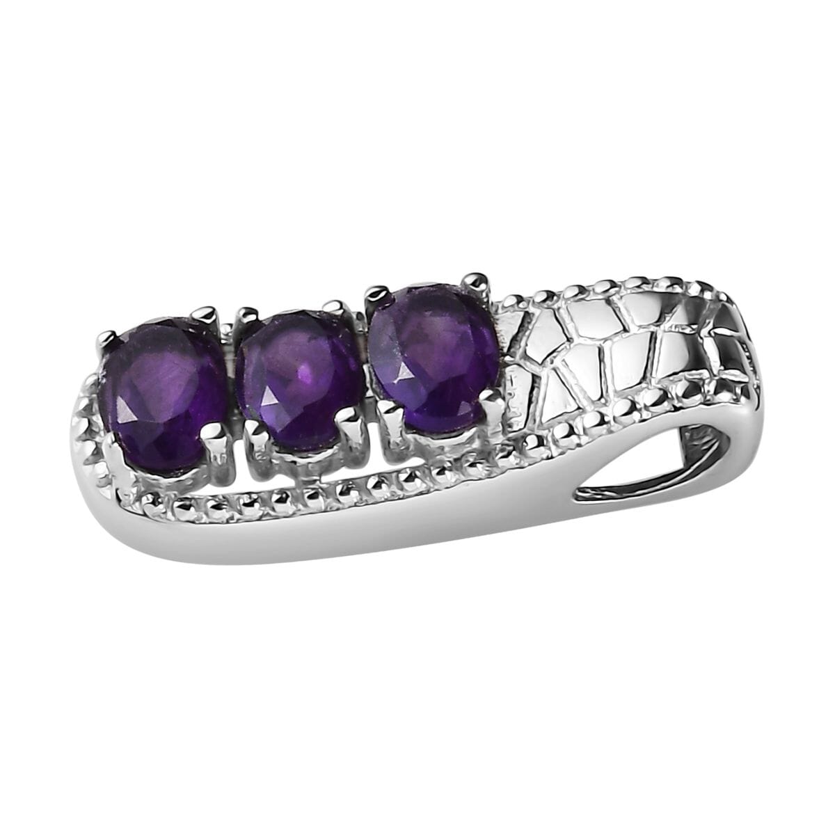 Amethyst Jewelry Set of Bangle Bracelet, 3 Stone Ring, Pendant and Stud Earrings, Stainless Steel Jewelry Set, Gifts For Her 6.25 ctw