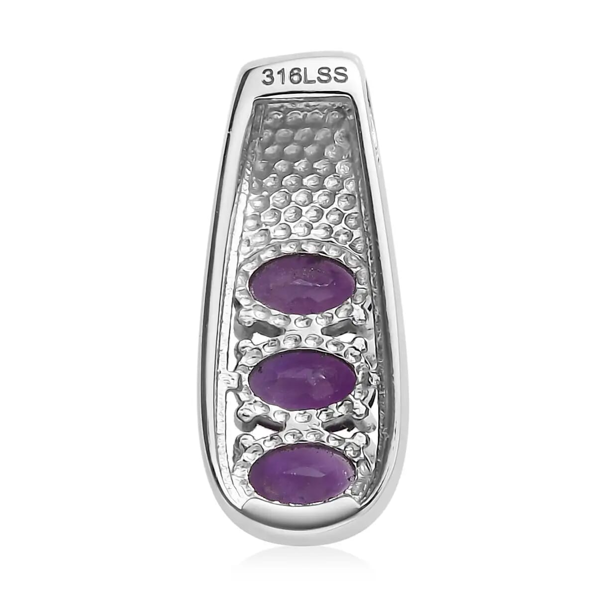 Amethyst Jewelry Set of Bangle Bracelet, 3 Stone Ring, Pendant and Stud Earrings, Stainless Steel Jewelry Set, Gifts For Her 6.25 ctw