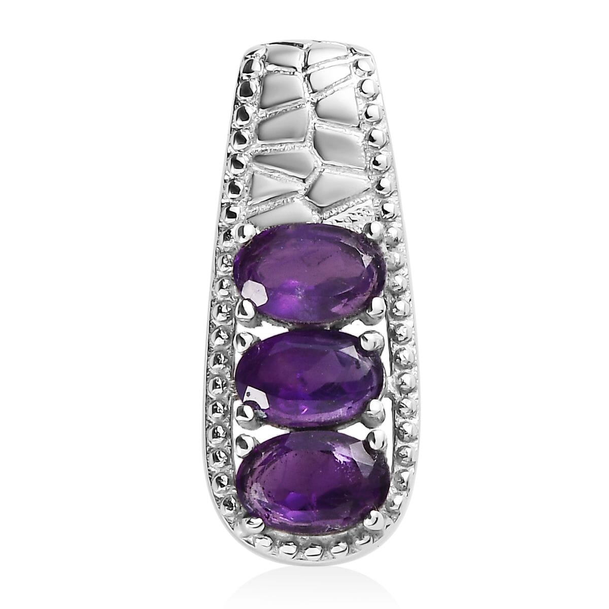 Amethyst Jewelry Set of Bangle Bracelet, 3 Stone Ring, Pendant and Stud Earrings, Stainless Steel Jewelry Set, Gifts For Her 6.25 ctw