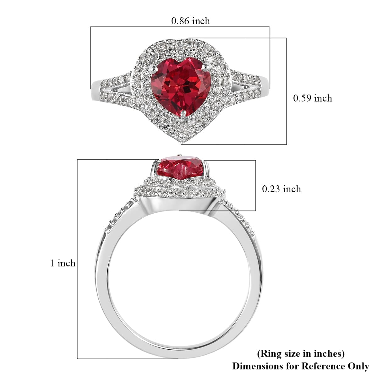 Lab Created Padparadscha Sapphire Ring |White Zircon Accent Ring | Heart Ring | Double Halo Ring | Platinum Over Sterling Silver Ring | Wedding Ring 2.25 ctw