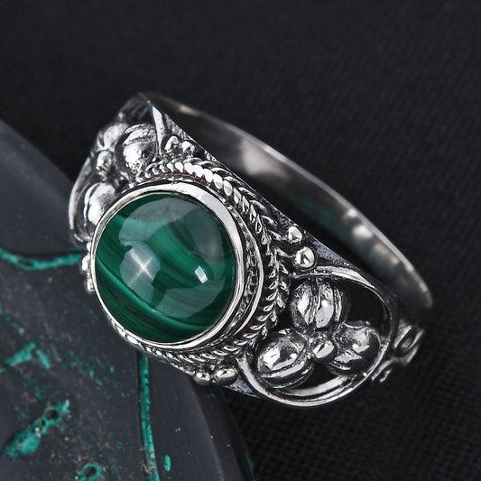 Bali Legacy African Malachite Ring in Sterling Silver 3.40 ctw