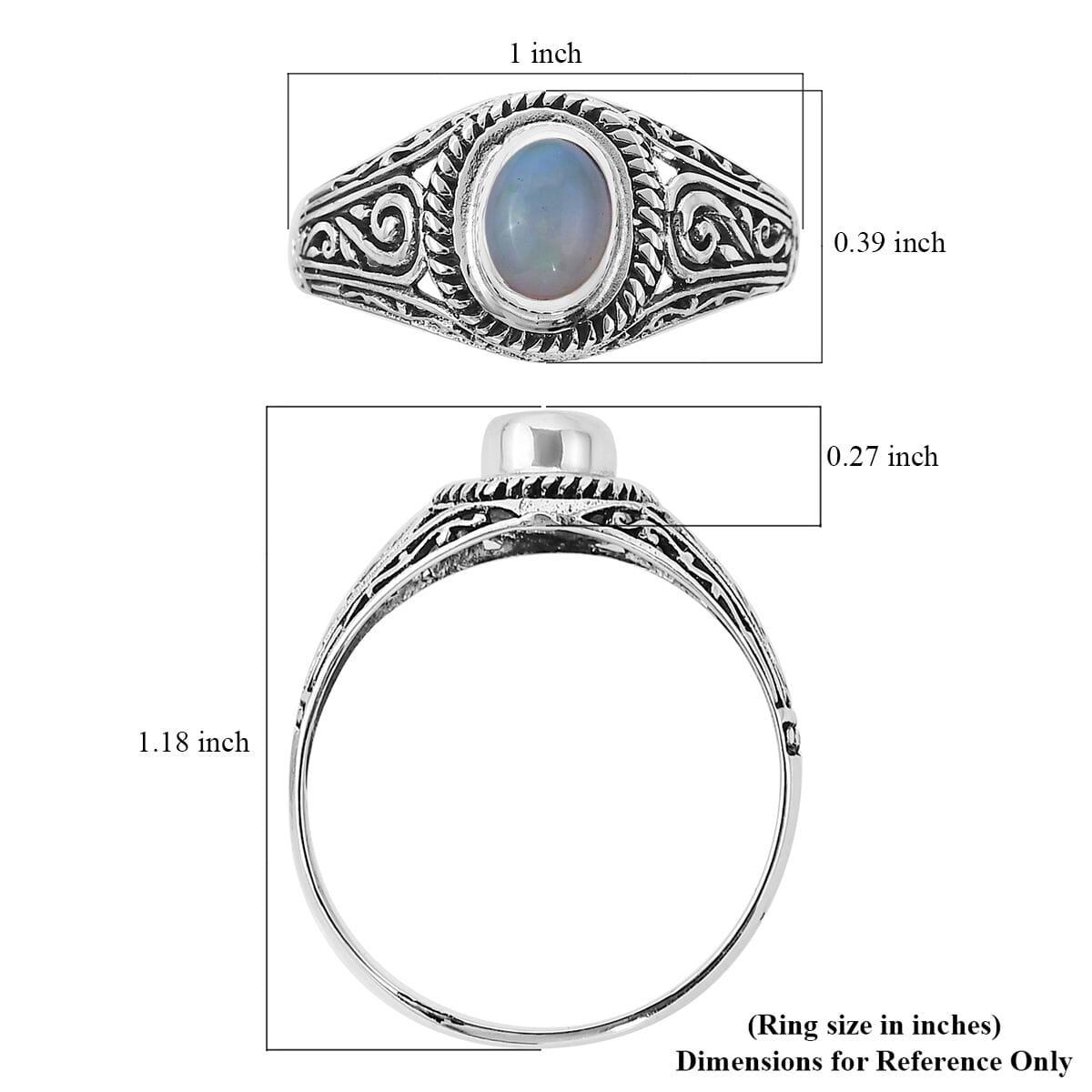 Bali Legacy Ethiopian Welo Opal Ring in Sterling Silver 0.50 ctw