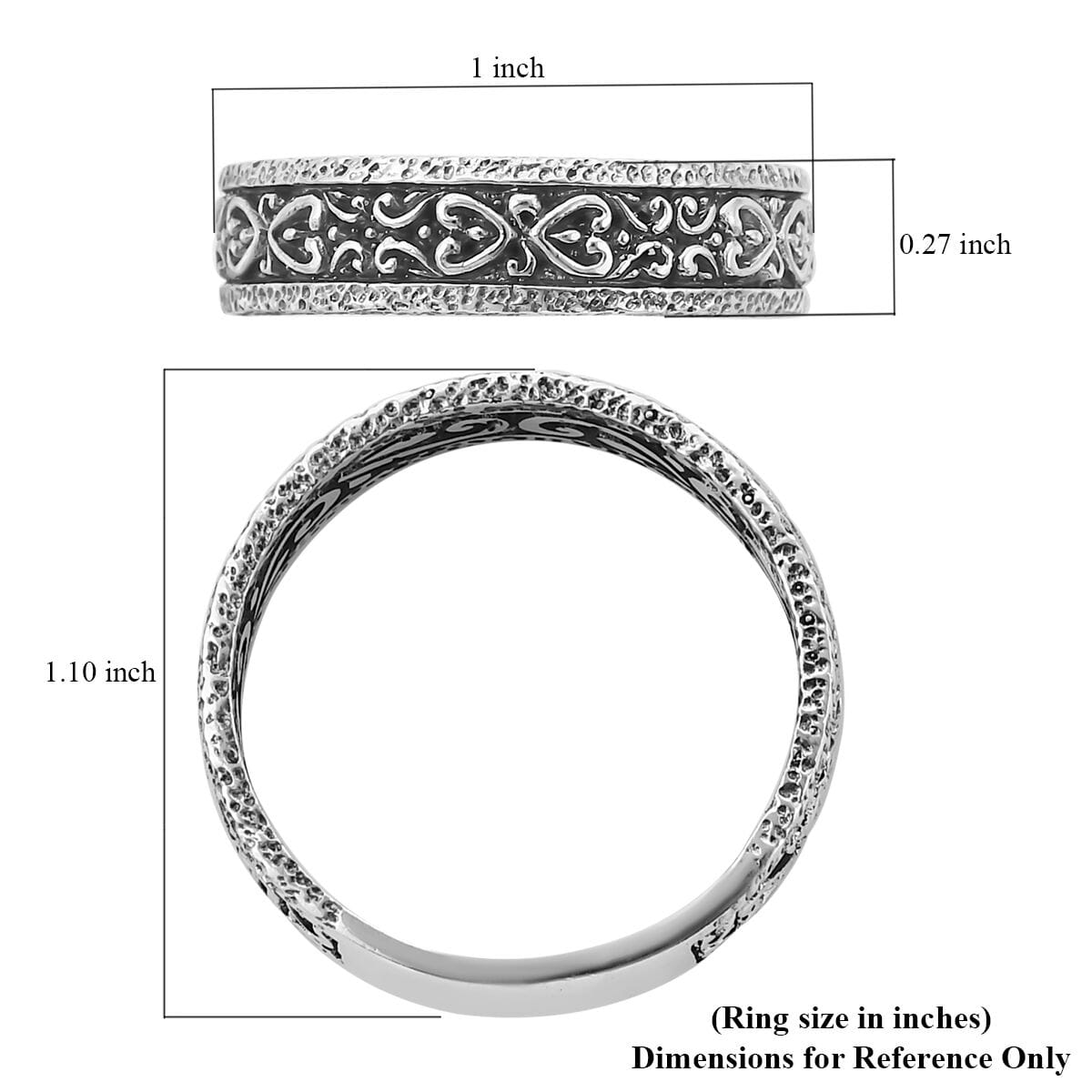 Bali Legacy Sterling Silver Filigree Band Ring 4.10 Grams