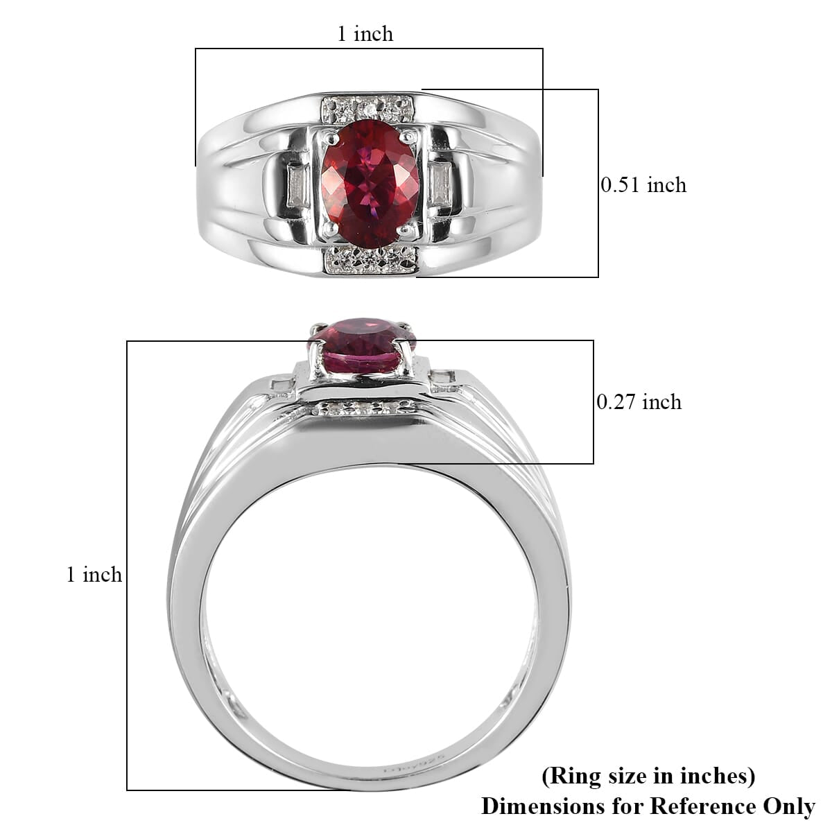 Brazilian Pink Petalite and White Zircon Men's Ring in Platinum Over Sterling Silver 1.15 ctw