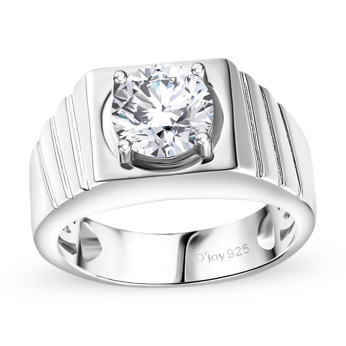 Strontium Titanate Men's Ring in Platinum Over Sterling Silver 3.00 ctw