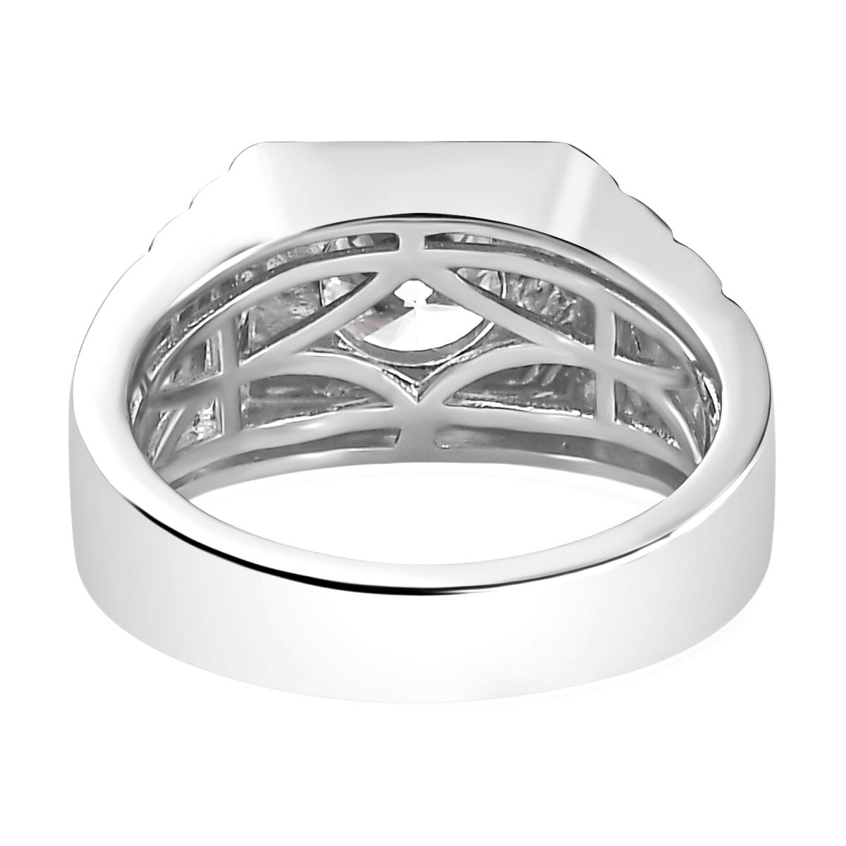 Strontium Titanate Men's Ring in Platinum Over Sterling Silver 3.00 ctw