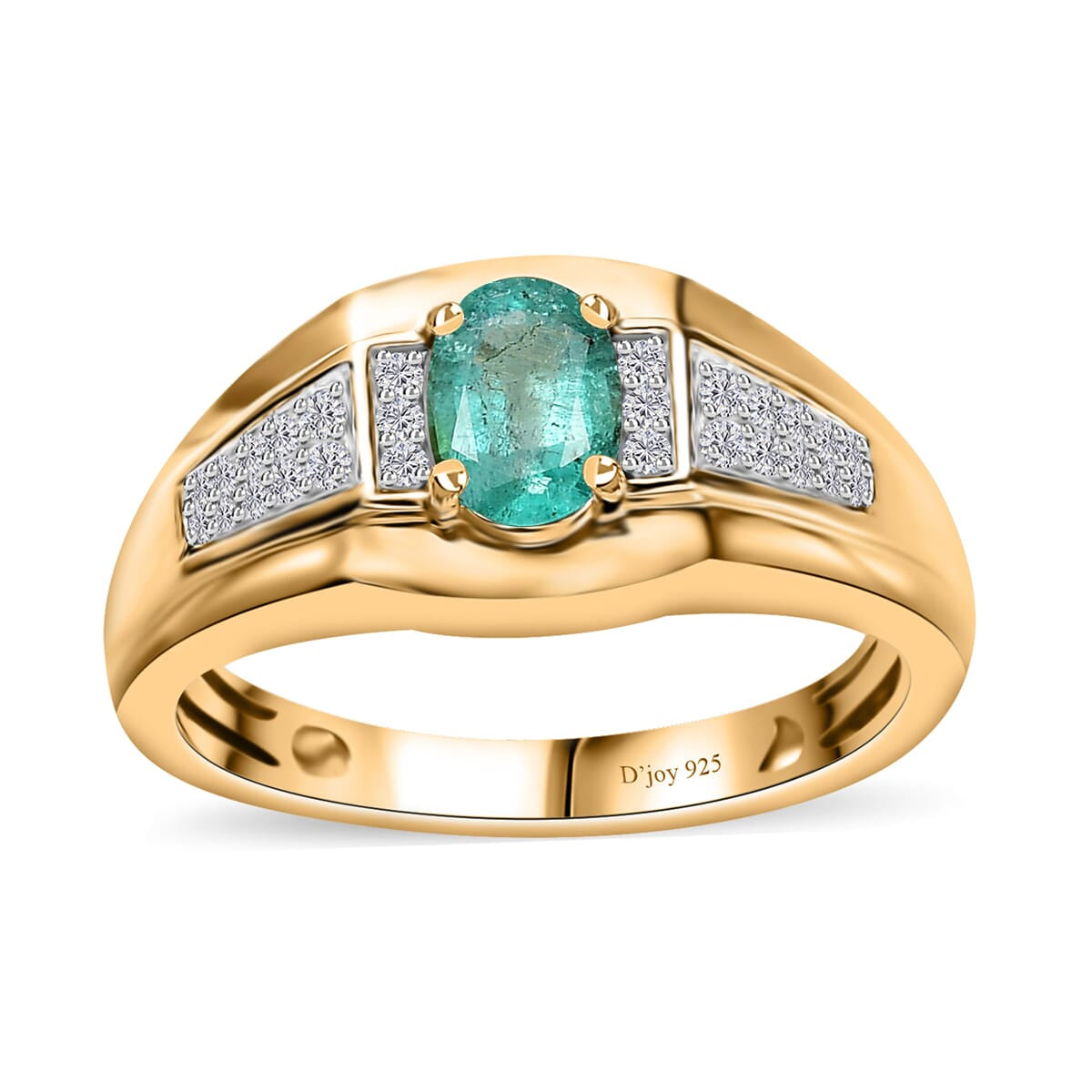TLV Emerald, Moissanite Ring in Vermeil YG Over Sterling Silver 1.00 ctw