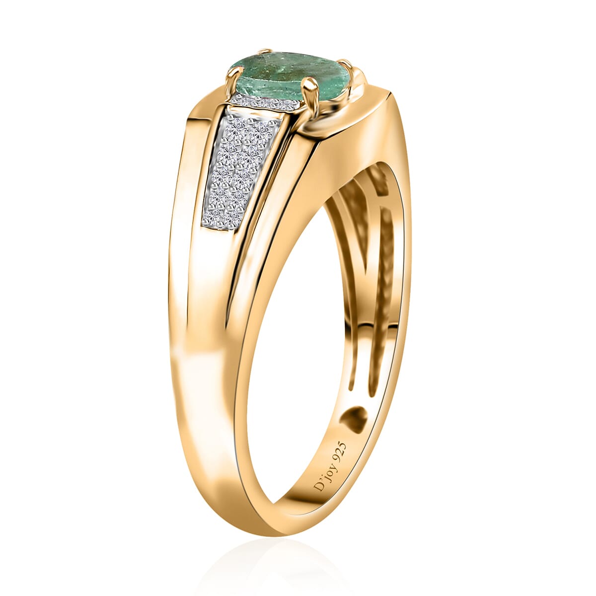 TLV Emerald, Moissanite Ring in Vermeil YG Over Sterling Silver 1.00 ctw