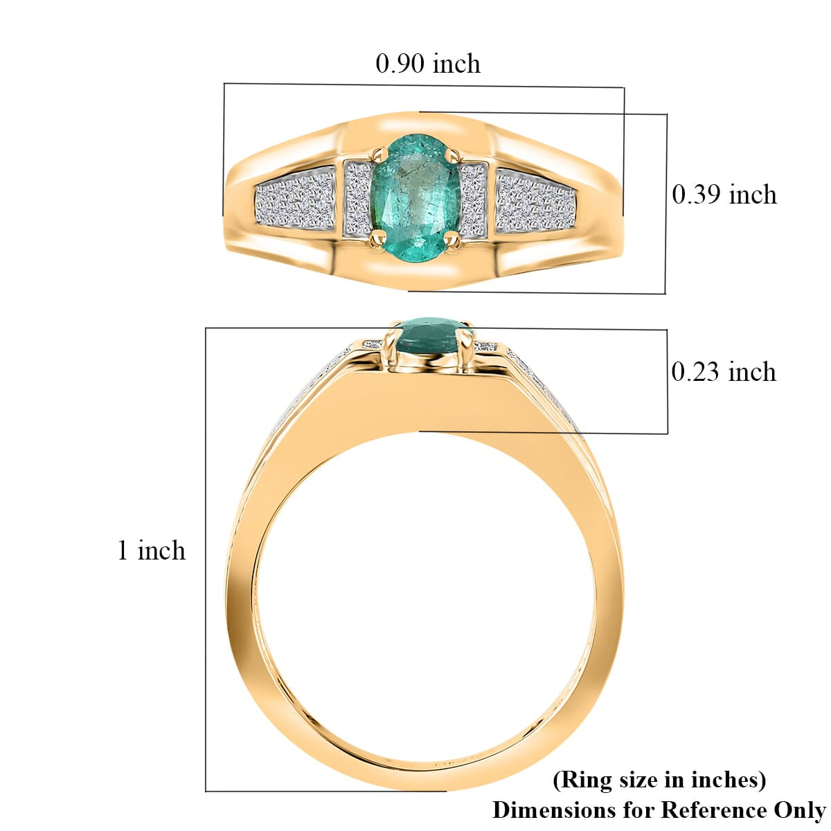 TLV Emerald, Moissanite Ring in Vermeil YG Over Sterling Silver 1.00 ctw