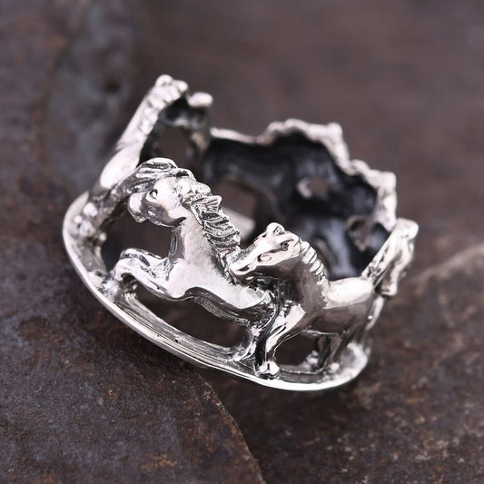 Bali Legacy Sterling Silver Horse Ring 6.07 Grams