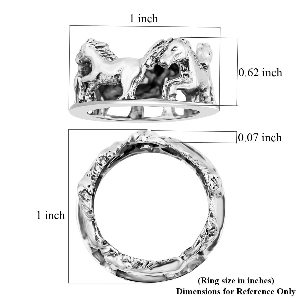 Bali Legacy Sterling Silver Horse Ring 6.07 Grams