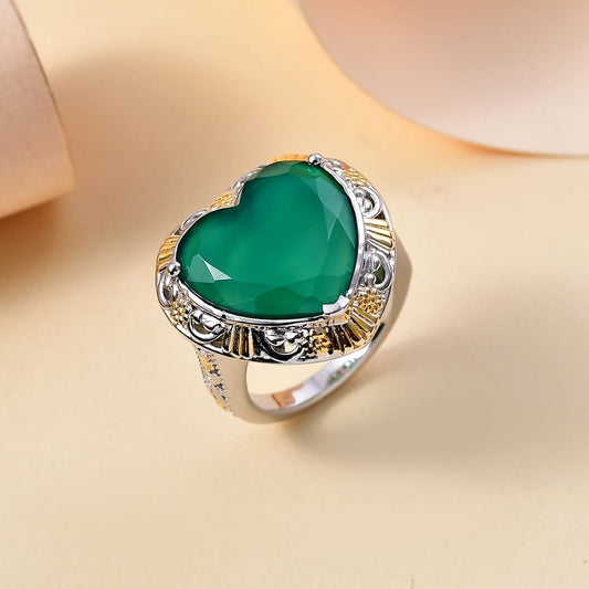 Karis Green Onyx Solitaire Ring in Platinum Bond 5.65 ctw