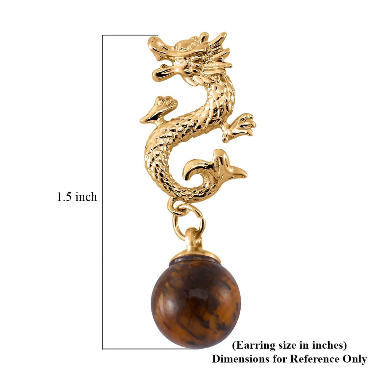 Tigers Eye's Dragon Earrings in Goldtone 15.00 ctw