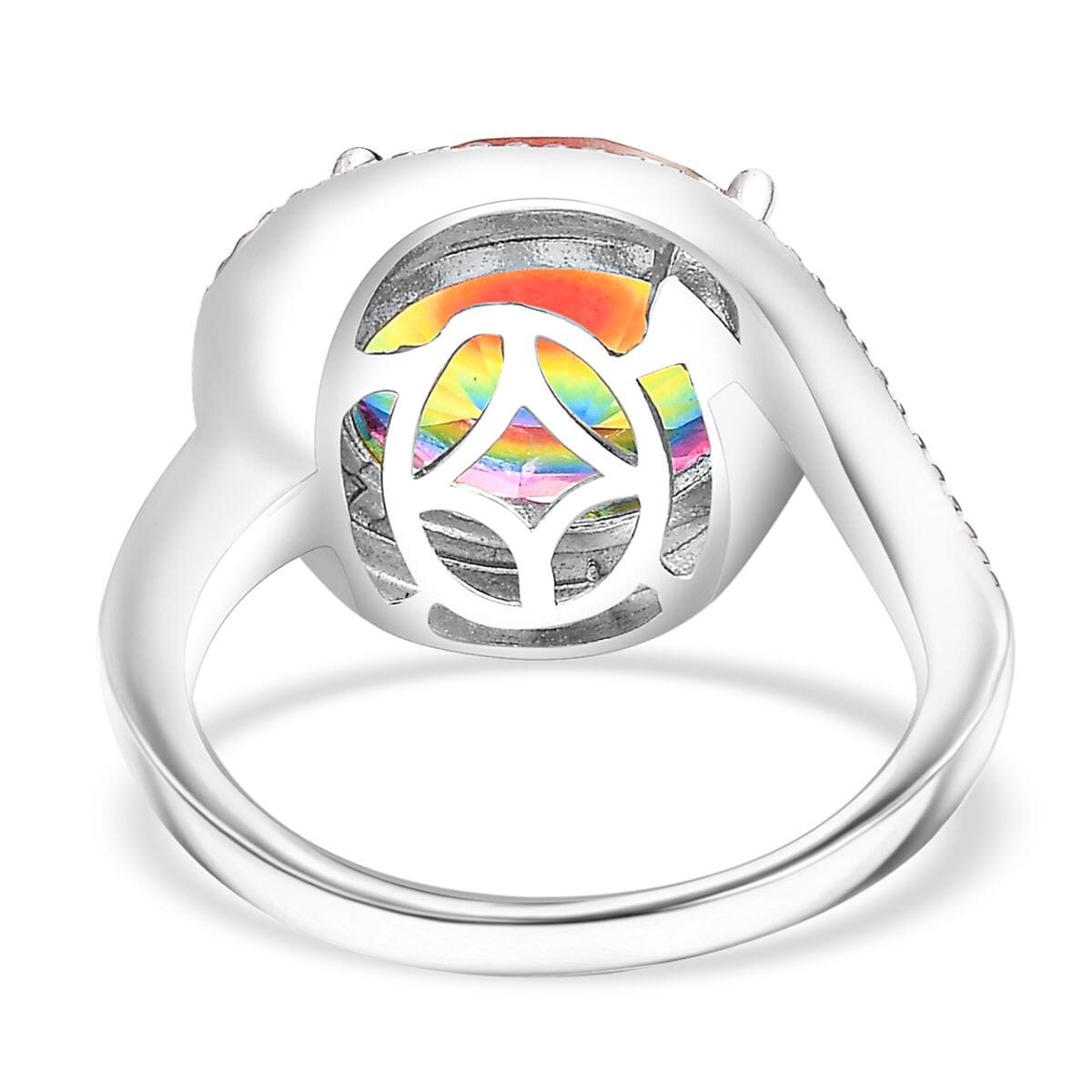 Nebula Quartz Doublet 5.00 ctw Solitaire Ring in Rhodium Over Sterling Silver (Size 9.0)