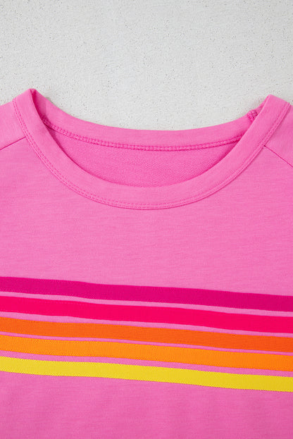 Beau Blue Striped Patch Front Casual Tee