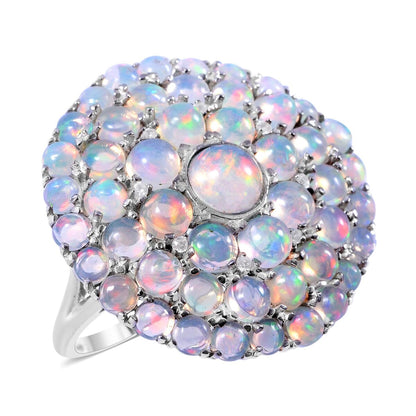 Premium Ethiopian Welo Opal Cocktail Ring in Platinum Over Sterling Silver 6.30 ctw