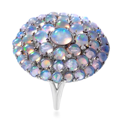 Premium Ethiopian Welo Opal Cocktail Ring in Platinum Over Sterling Silver 6.30 ctw