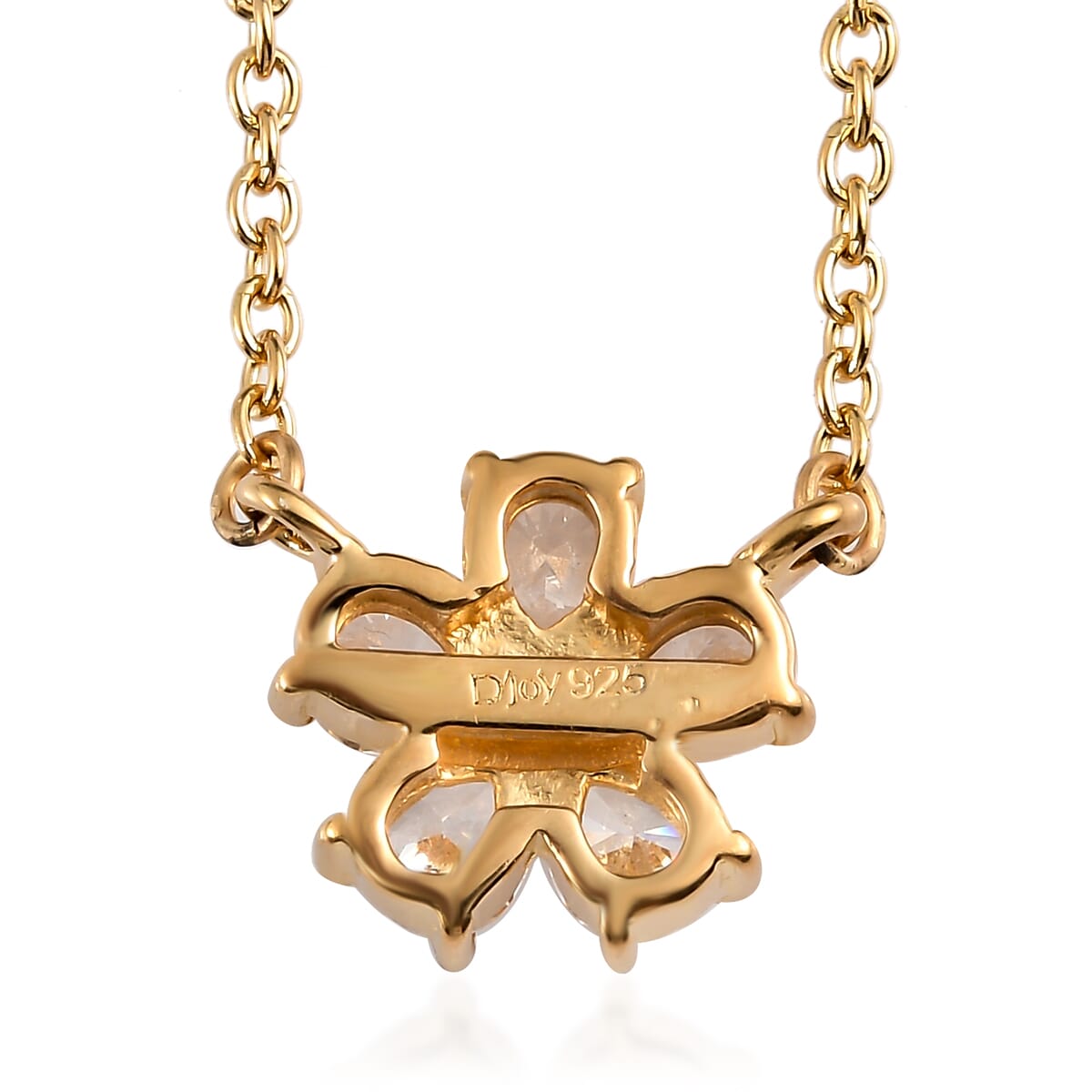 Made with Finest CZ Floral Necklace 20 Inches 14K Yellow Gold Over Sterling Silver and ION Plated YG Stainless Steel 1.65 ctw