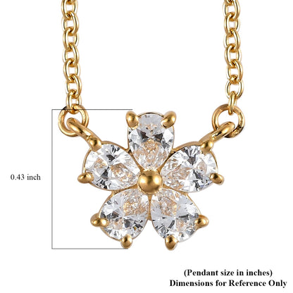 Made with Finest CZ Floral Necklace 20 Inches 14K Yellow Gold Over Sterling Silver and ION Plated YG Stainless Steel 1.65 ctw
