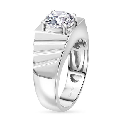 Strontium Titanate Men's Ring in Platinum Over Sterling Silver 3.00 ctw