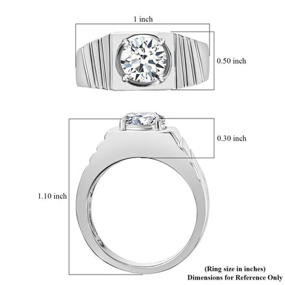 Strontium Titanate Men's Ring in Platinum Over Sterling Silver 3.00 ctw