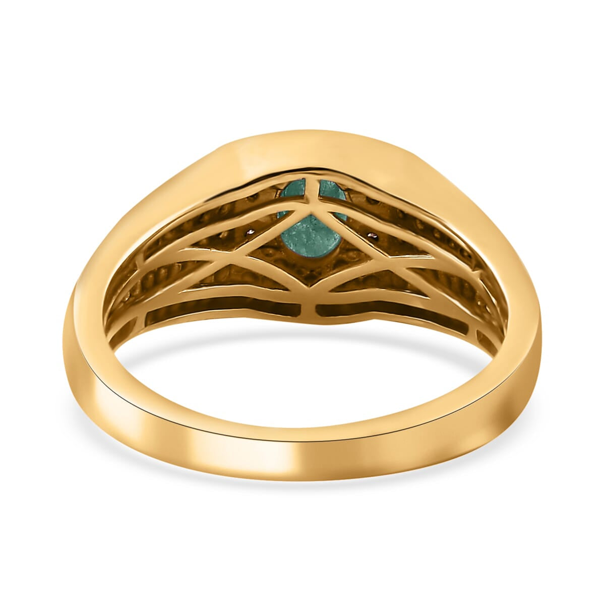 TLV Emerald, Moissanite Ring in Vermeil YG Over Sterling Silver 1.00 ctw