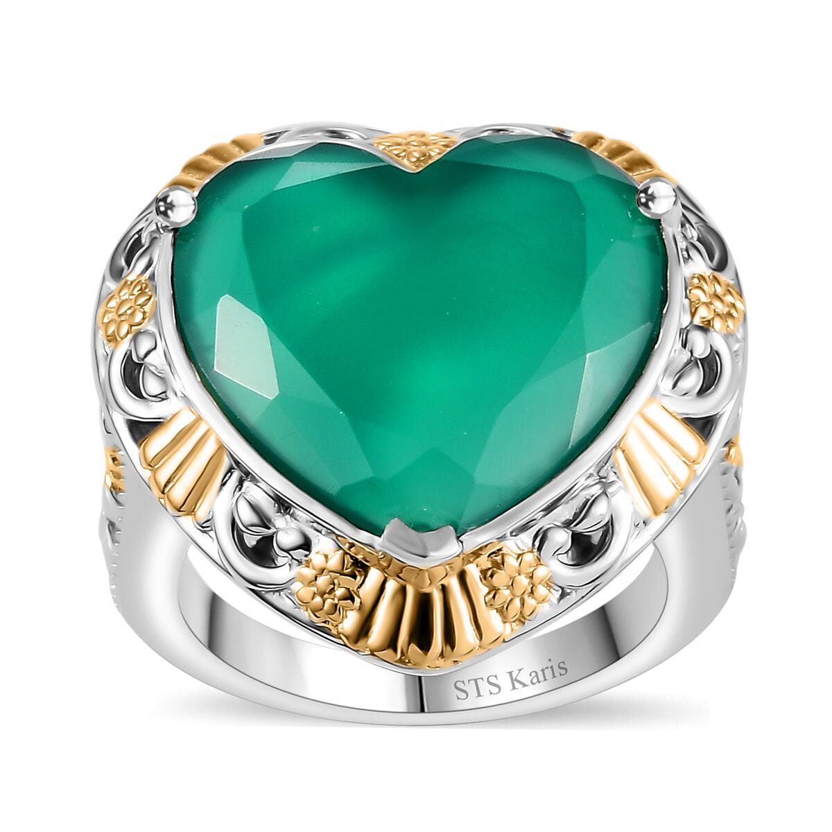 Karis Green Onyx Solitaire Ring in Platinum Bond 5.65 ctw