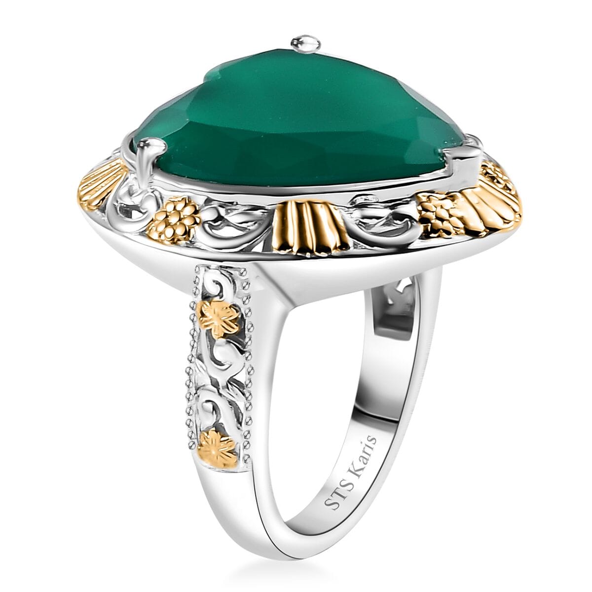 Karis Green Onyx Solitaire Ring in Platinum Bond 5.65 ctw