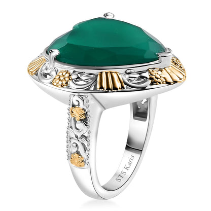 Karis Green Onyx Solitaire Ring in Platinum Bond 5.65 ctw