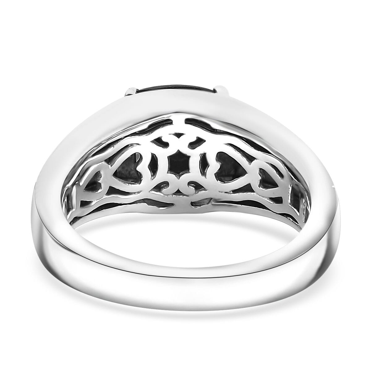 Karis Thai Black Spinel 3.00 ctw Men's Ring in Platinum Bond