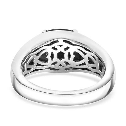 Karis Thai Black Spinel 3.00 ctw Men's Ring in Platinum Bond