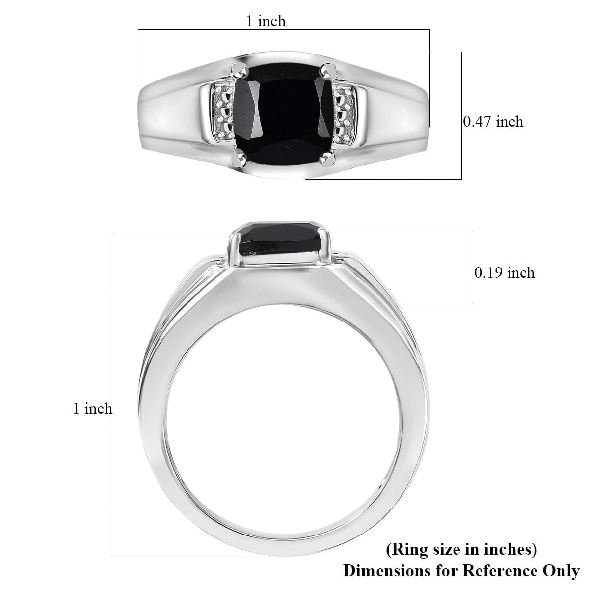 Karis Thai Black Spinel 3.00 ctw Men's Ring in Platinum Bond