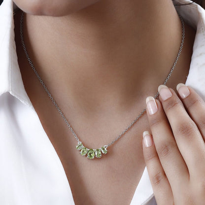 Premium Peridot Necklace 18 Inches in Sterling Silver and Stainless Steel 2.50 ctw