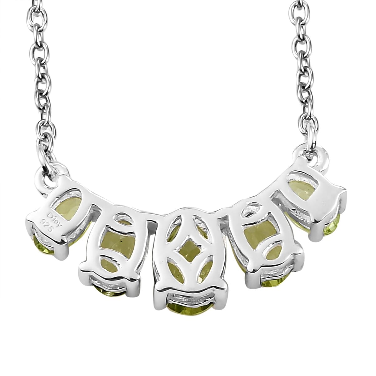 Premium Peridot Necklace 18 Inches in Sterling Silver and Stainless Steel 2.50 ctw