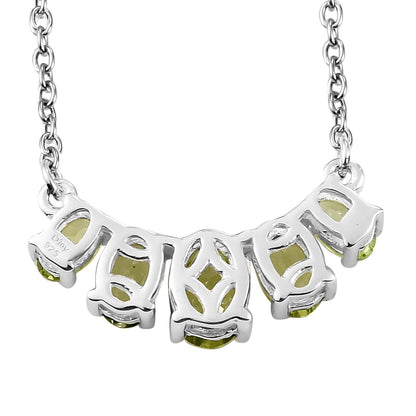 Premium Peridot Necklace 18 Inches in Sterling Silver and Stainless Steel 2.50 ctw