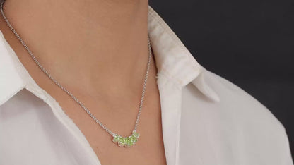 Premium Peridot Necklace 18 Inches in Sterling Silver and Stainless Steel 2.50 ctw