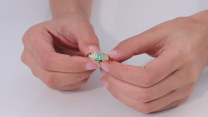 TLV Emerald, Moissanite Ring in Vermeil YG Over Sterling Silver 1.00 ctw