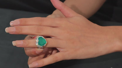 Karis Green Onyx Solitaire Ring in Platinum Bond 5.65 ctw