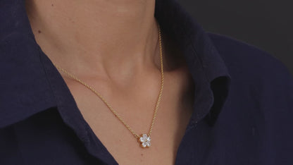 Made with Finest CZ Floral Necklace 20 Inches 14K Yellow Gold Over Sterling Silver and ION Plated YG Stainless Steel 1.65 ctw