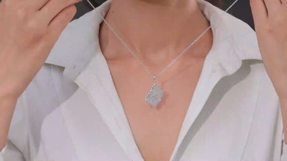 Lords Prayer Pendant in Rhodium Over Sterling Silver 6.65 Grams with Stainless Steel Necklace 20 Inches